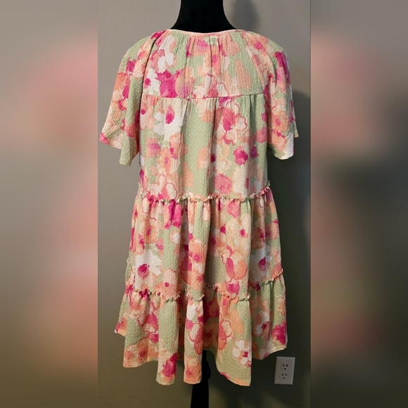 Easel Floral Knit Popcorn Tiered Dress #496-501 - Picture 10 of 12